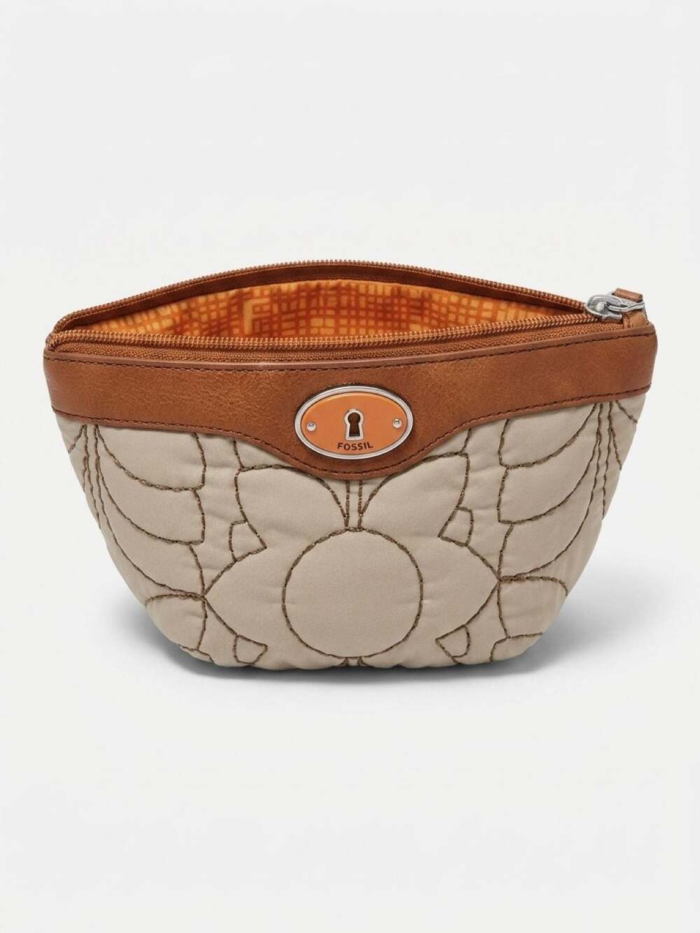 Fossil Key-Per Quilted Floral Cosmetic Makeup Bag
